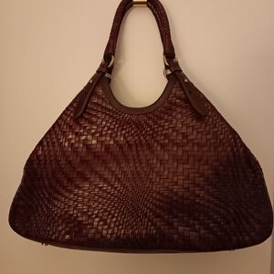 Cole Haan Dark Brown Woven Shoulder Bag